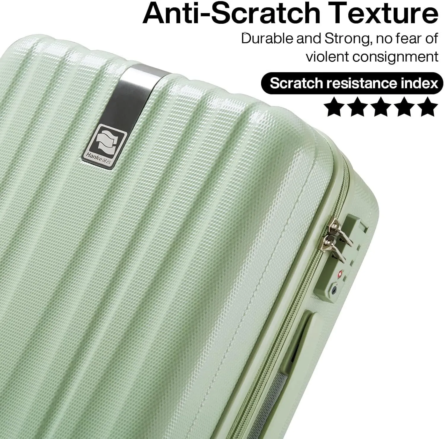 Hanke 20 Inch Carry On Luggage 22x14x9 Airline Approved Lightweight PC Hard Shell Suitcases with Wheels Travel Luggage Rolling Suitcase Travel Luggage Bag for Weekender(Bamboo Green)