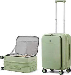 Hanke 20 Inch Expandable Carry on Luggage Hard Shell Suitcases with Wheels Top Opening TSA Luggage Rolling Suitcase for Travel Luggage Carry On Bag(Bamboo Green)