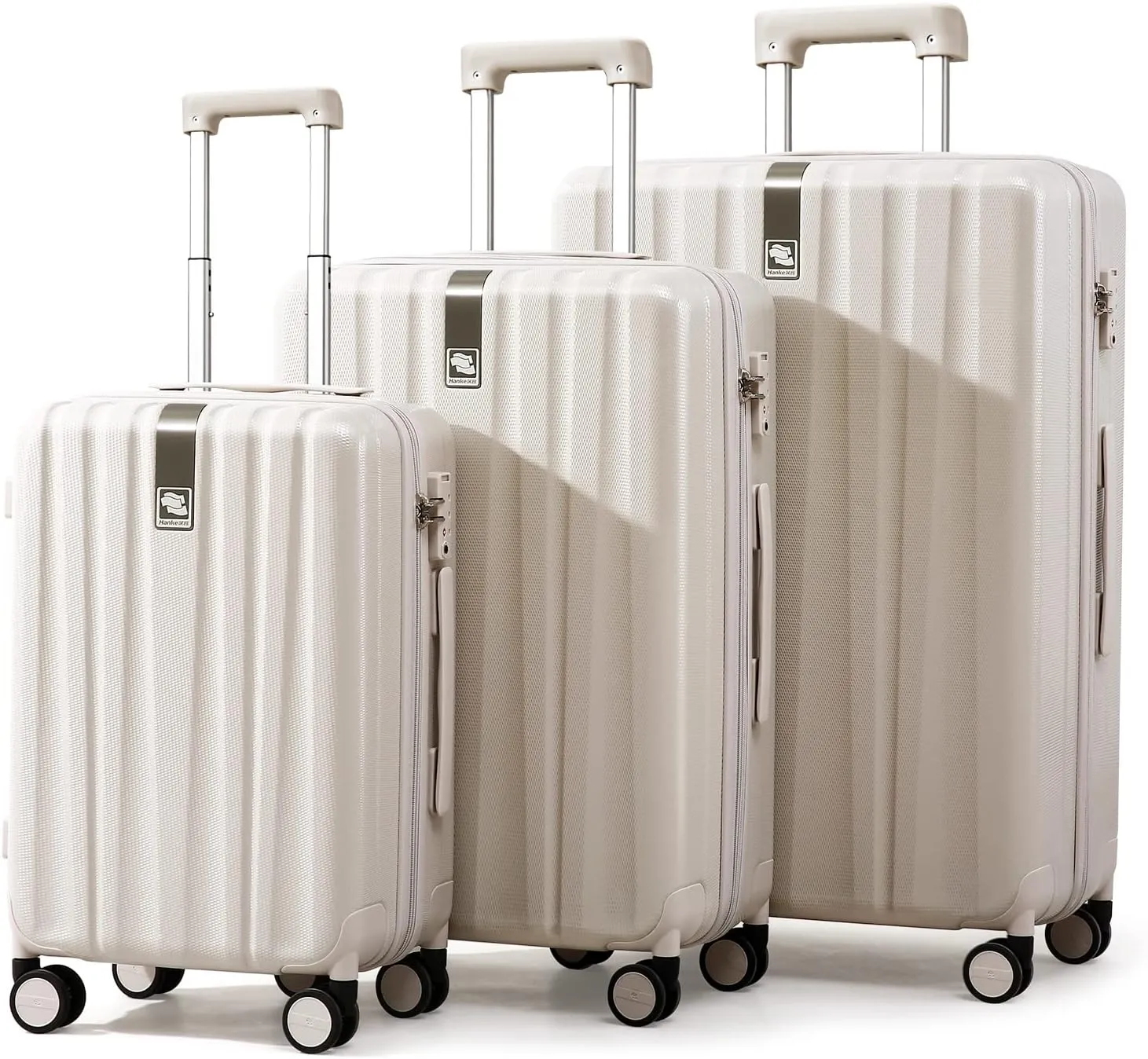 Hanke 29 Inch Luggage Suitcases With Spinner Wheels Lightweight PC hardside Rolling Suitcase With Travel Lock, Checked-Large 29-Inch Christmas Gifts for Birthday(Ivory White)