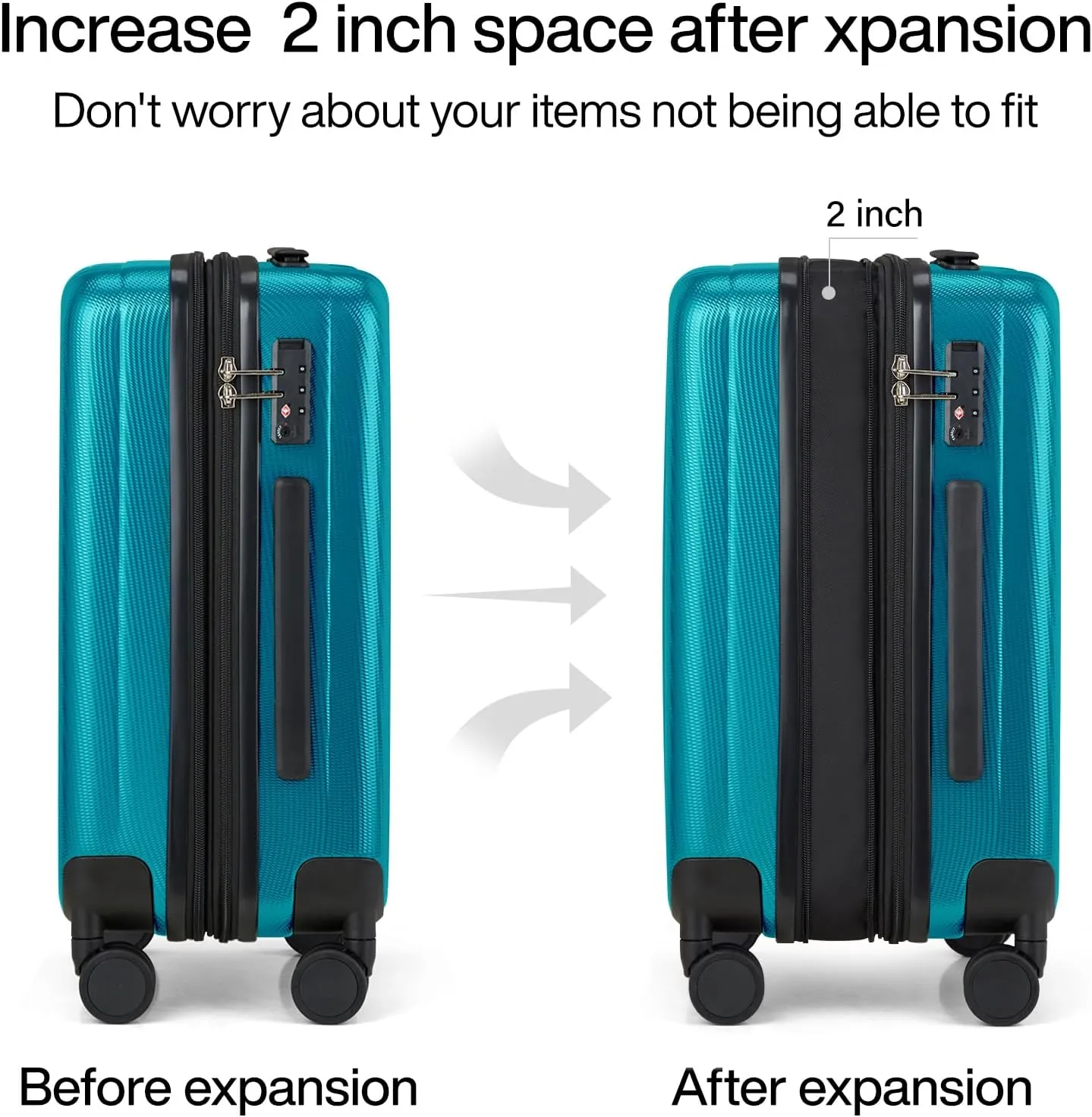 Hanke Expandable Hard Shell Luggage Sets 2 piece Carry on Luggage with Wheels Suitcases Lightweight Checked Tsa Luggage Rolling Large Suitcase Travel Luggage Bag Woman Men 20/29 Inch(Caribbean Blue)