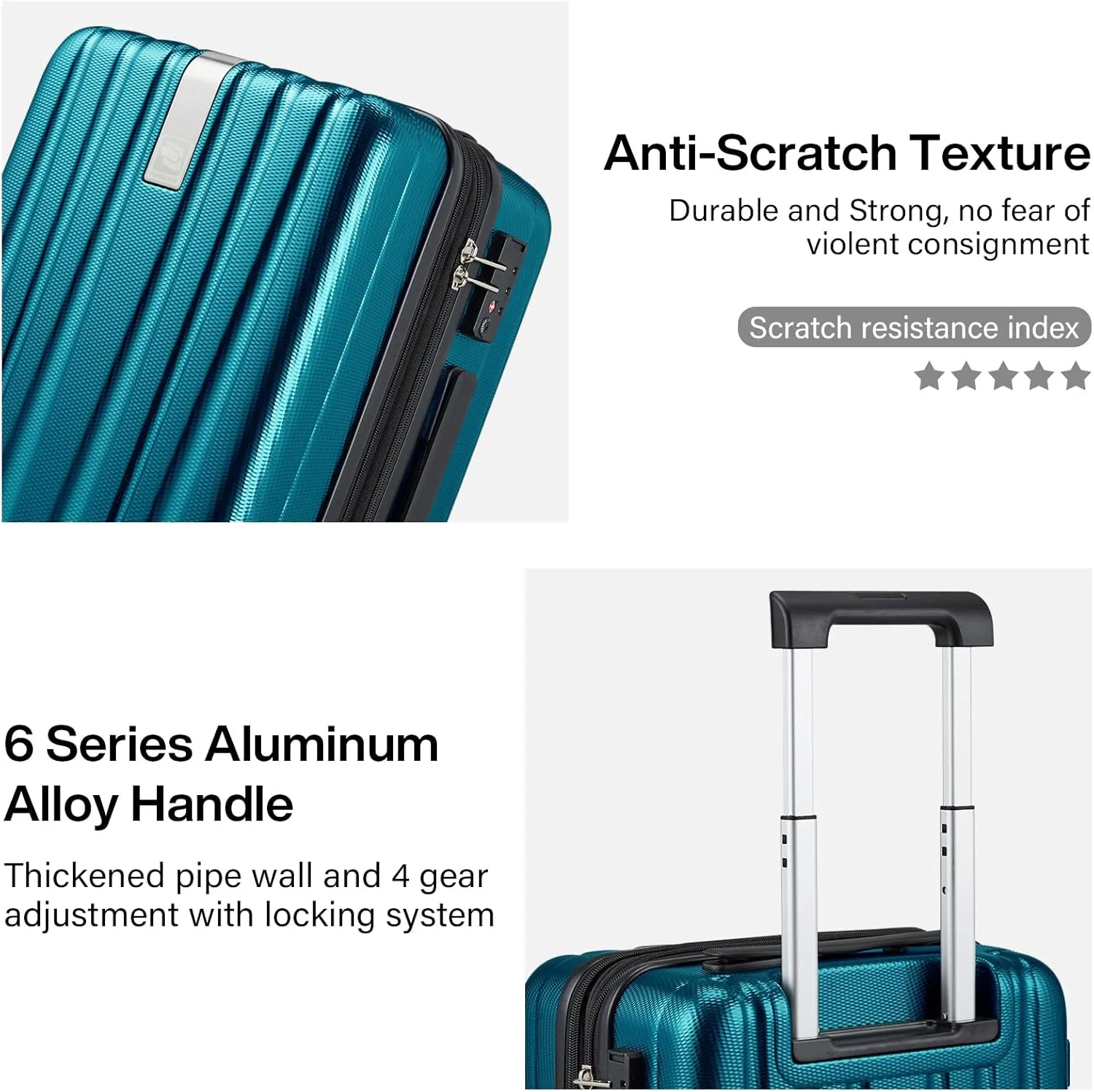 Hanke Expandable Hard Shell Luggage Sets 2 piece Carry on Luggage with Wheels Suitcases Lightweight Checked Tsa Luggage Rolling Large Suitcase Travel Luggage Bag Woman Men 20/29 Inch(Caribbean Blue)