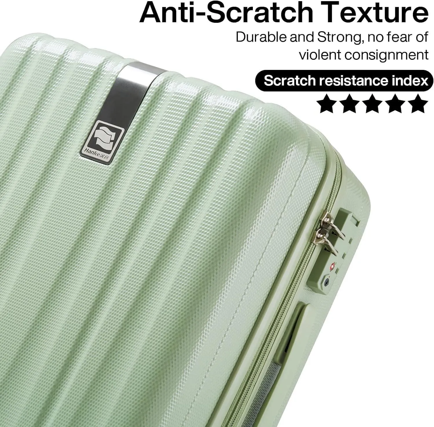 Hanke Luggage Sets 3 piece Carry On Luggage with Wheels PC Hard Shell Suitcases Lightweight Checked Travel Luggage Large Travel Suitcase Woman Men 20/24/29 Inch(Bamboo Green)
