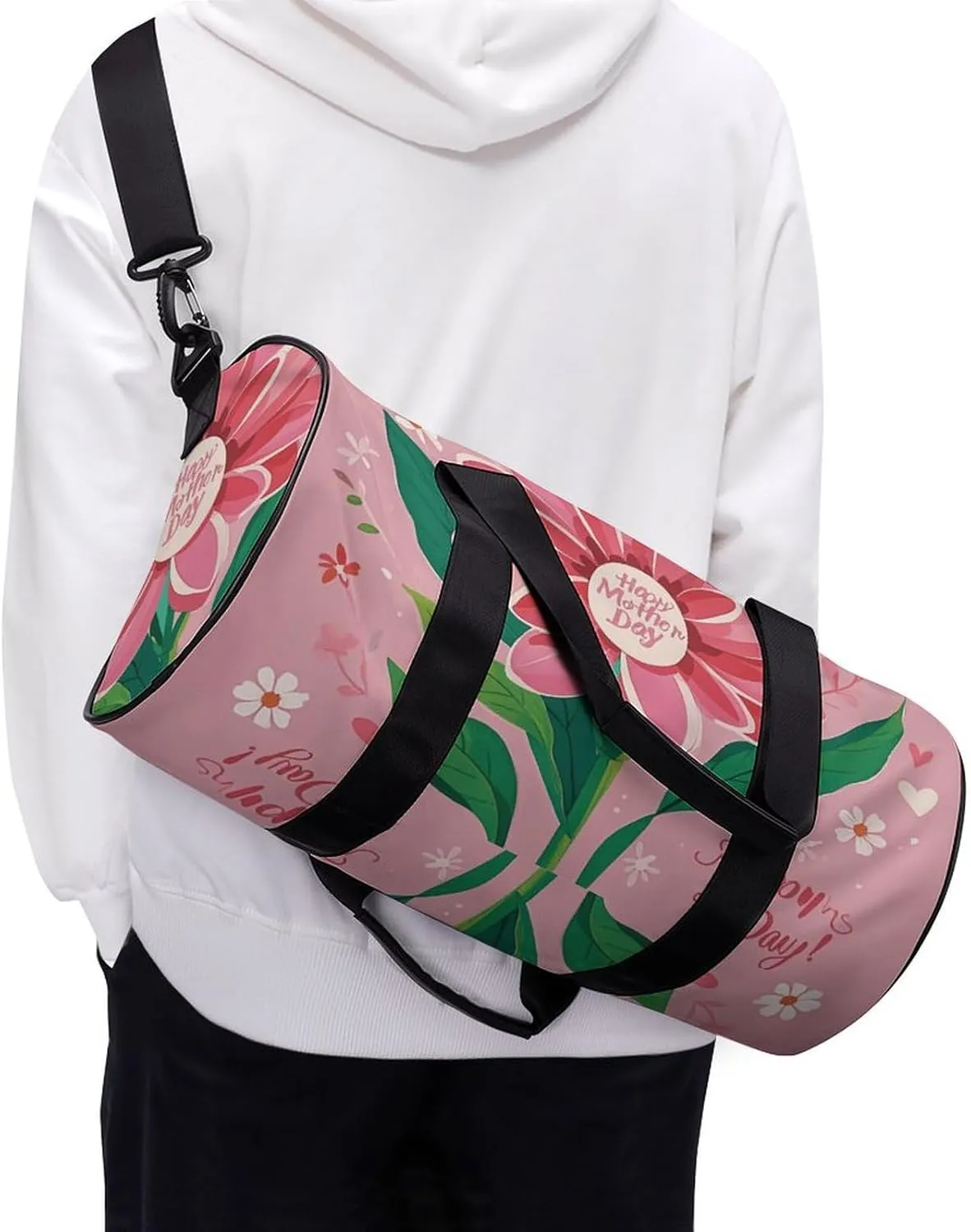 Happy Mother Day Gym Bag Small Travel Duffle Bag with Compartment Carry On Weekender Bag for Women Men