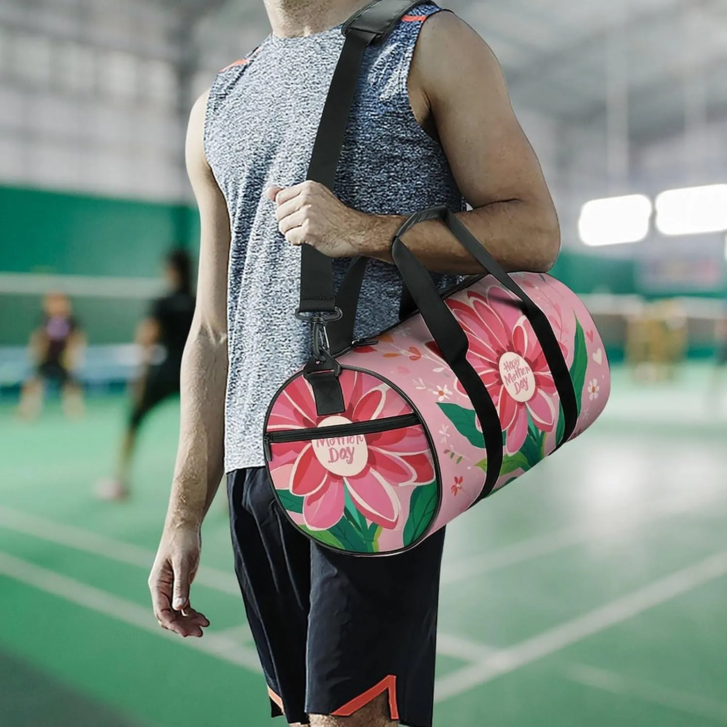 Happy Mother Day Gym Bag Small Travel Duffle Bag with Compartment Carry On Weekender Bag for Women Men