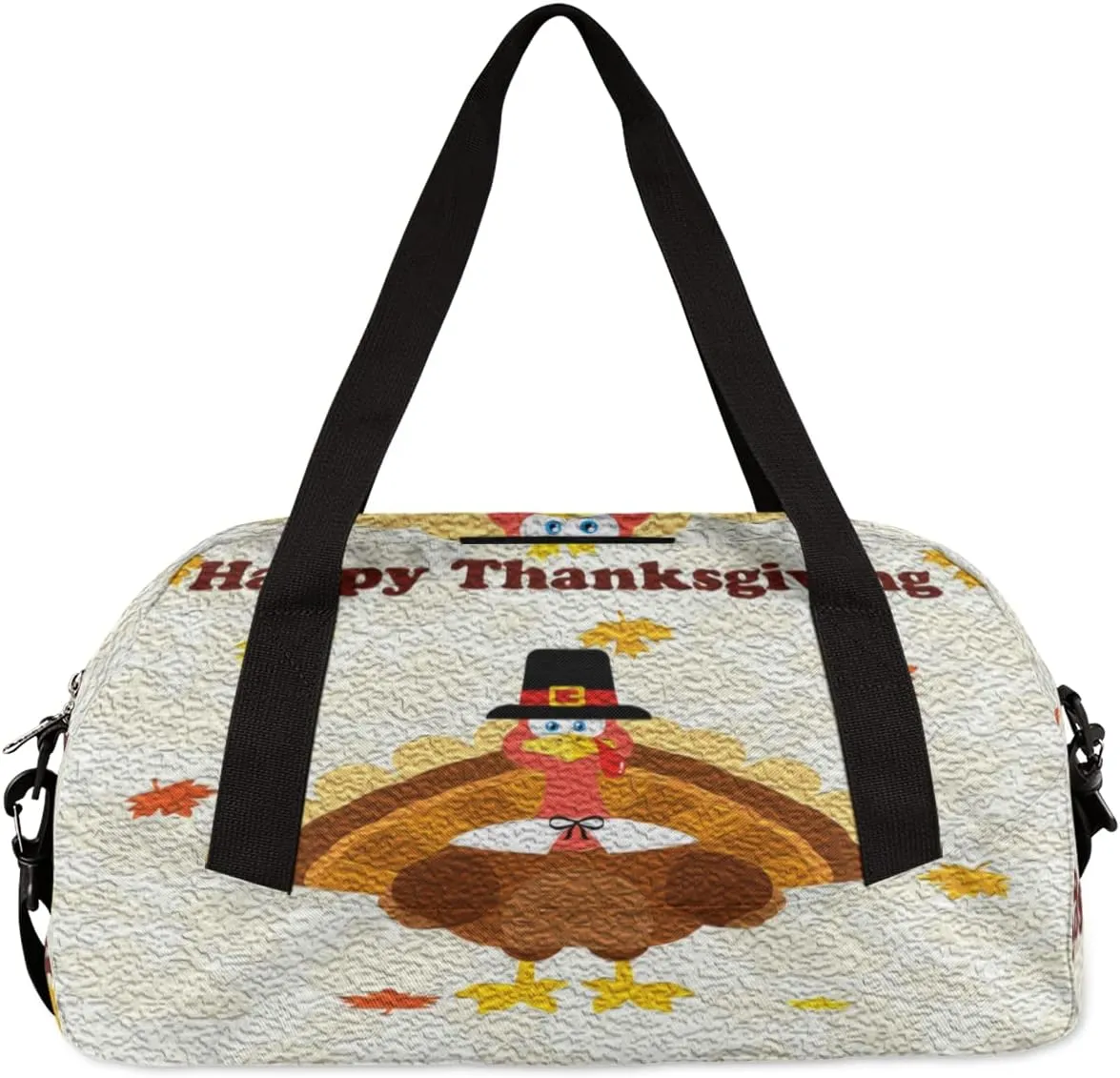 Happy Thanksgiving Pattern Kids Duffel Bag for Girls Boys Teens, Turkey Oil Painting Dance Bag Overnight Small Duffel Bag Carry On Weekend Sports Gym Travel Bag for School Practice Gymnastics Ballet