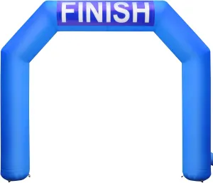 Happybuy 15Ft Inflatable Arch Blue with Start Finish Line Banners and Powerful Blower, Hexagon Inflatable Archway for Race Outdoor Advertising Commerce