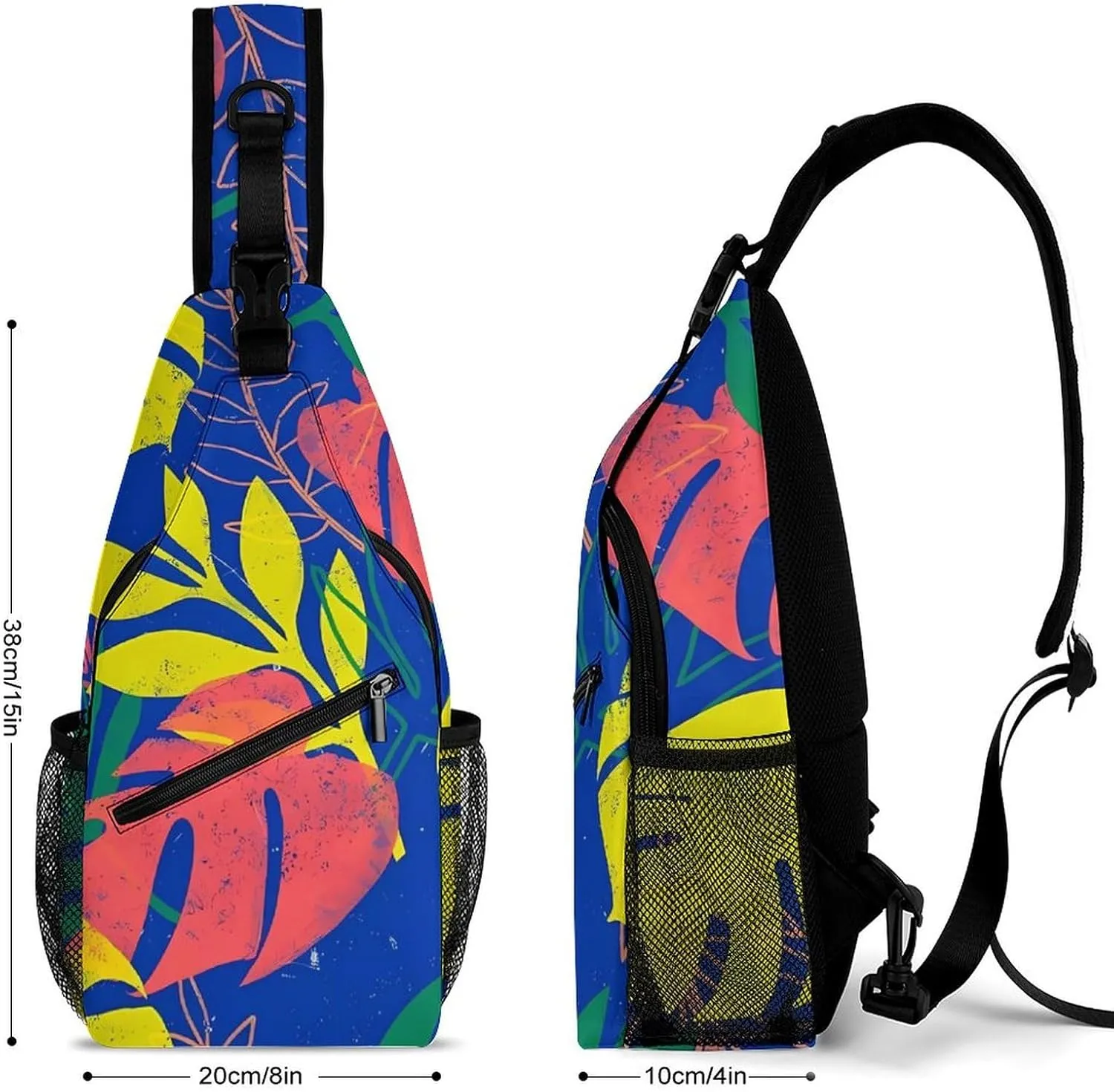 Hawaiian Tropical Floral Sling Backpack Man Womens Crossbody Backpack Chest Bag Cycling Daypack Shoulder Bag Casual Daypacks Sports Backpacks