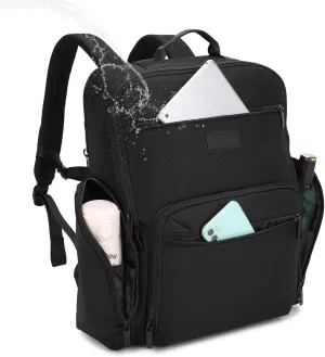 HEAD Large Laptop Backpack for Men with Trolley Sleeve, Travel Backpacks fits 17.3 inch Laptop, Waterproof Business Laptop Bags for Work/Commute/College/Daily, Black