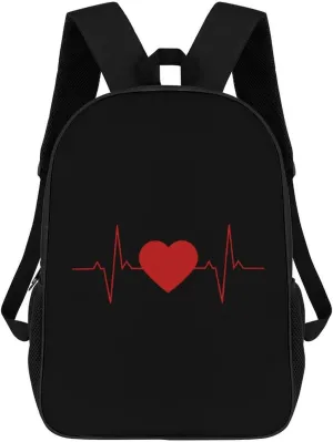 Heartbeat Line 17 Inch Travel Backpack Casual Daypacks Computer Shoulder Bag for Work Shopping Unisex