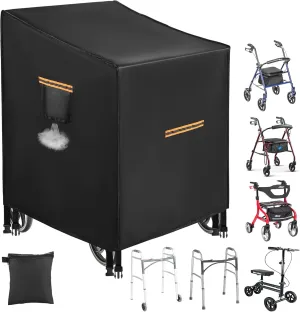 Heavy Duty Adult Walker Cover - Waterproof Rollator Cover for Seniors With 4 Reflective Strips, 4 Windproof Buckles, Air Vent - Universal for Walkers & Rollators With Wheels