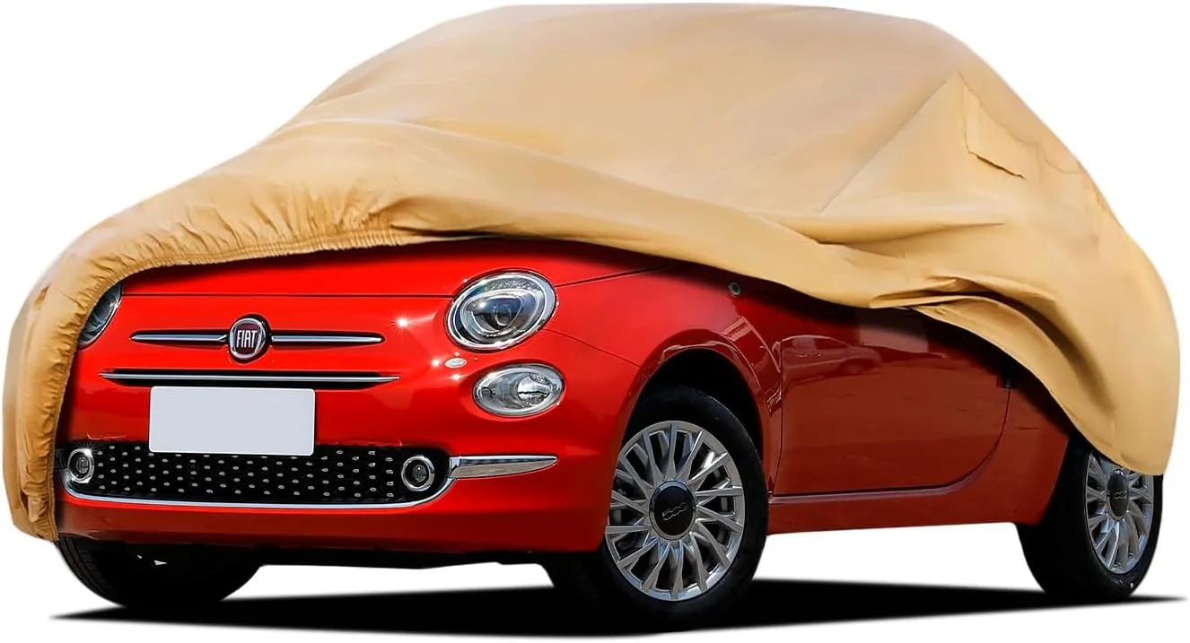 Heavy Duty Outdoor Car Cover Compatible with Fiat 500,Windproof All Weather Waterproof Sun Rain UV Dust Snow Protection Outdoor Car Covers
