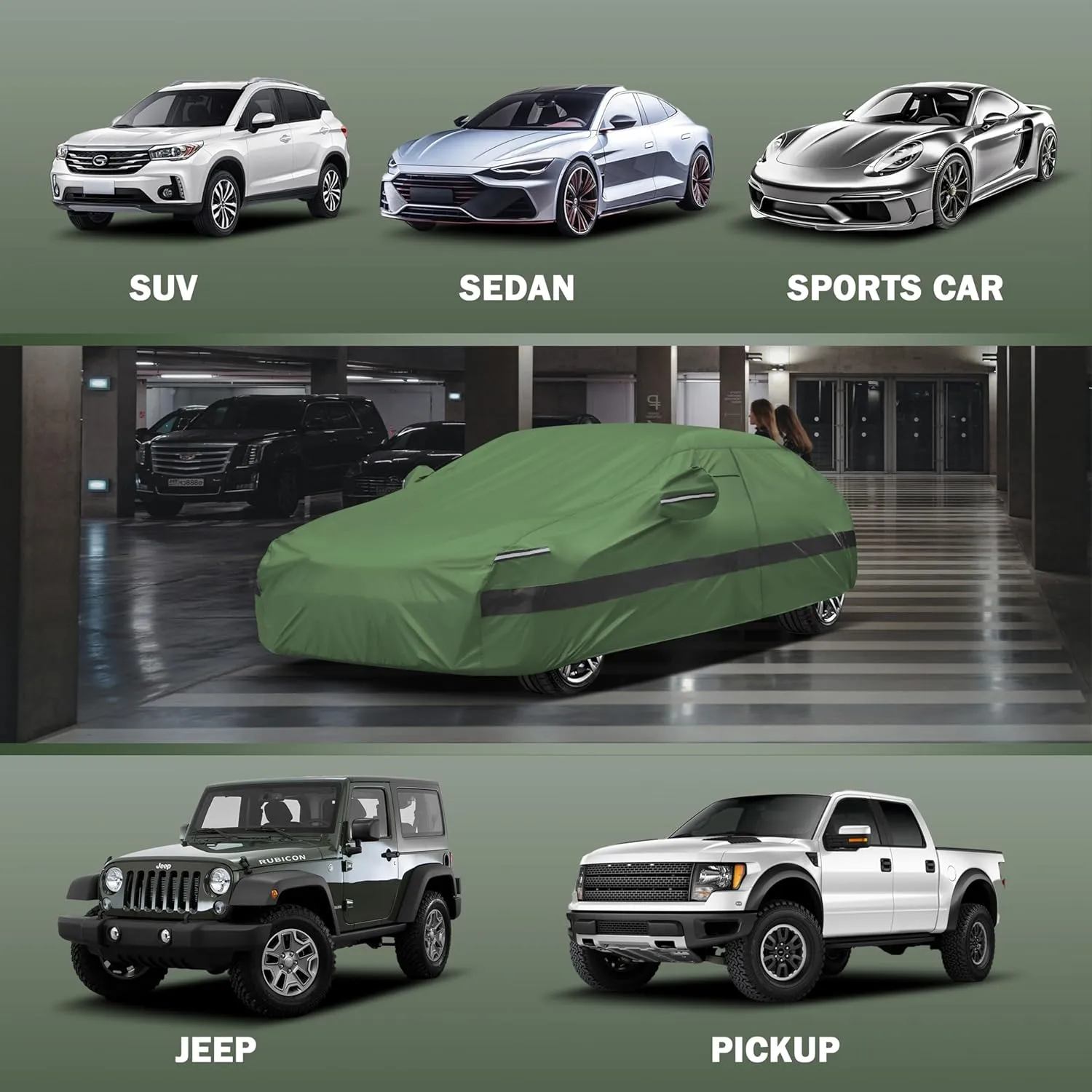 Heavy Duty Outdoor Car Cover Compatible with Mini Cooper 2 Door,Waterproof All Weather for Automobiles, Outdoor Full Cover Rain Sun UV Protection with Zipper Cotton