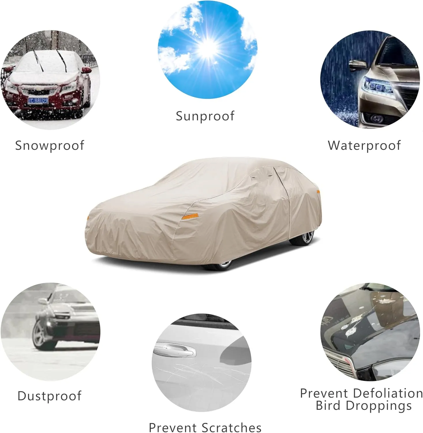 Heavy Duty Outdoor Car Cover Custom Fit for Mini Cooper 2 Door,Windproof All Weather Waterproof Sun Rain UV Dust Snow Protection Outdoor Car Covers
