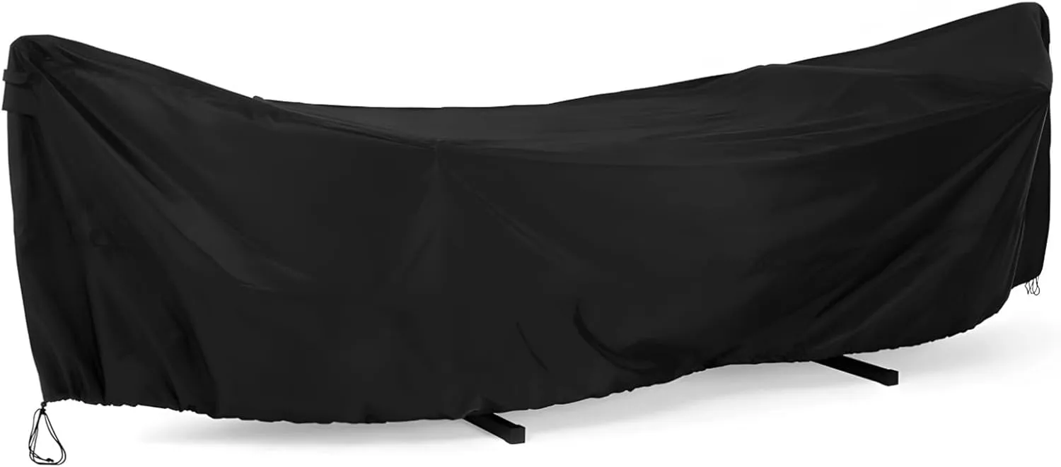 Heavy-Duty Oxford Hammock Cover, 10 Ft Outdoor Waterproof Protector with Drawstring & Tie Strings, Black, 145.7 X 55.1 X 36.6