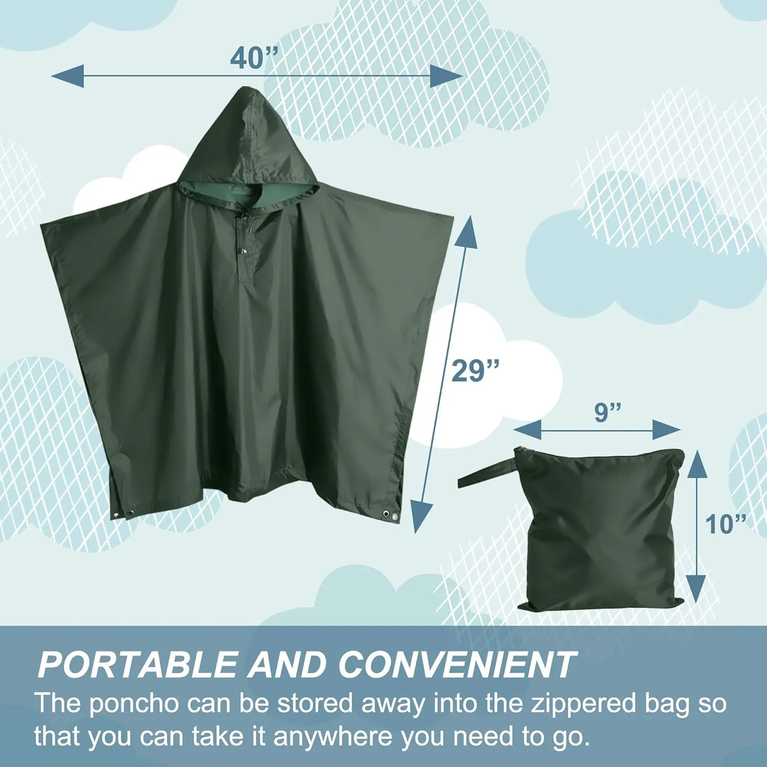 Heavy Duty Rain Poncho for Backpacking, Waterproof Lightweight for Adults, Military, Emergency, Camping, Men, Women