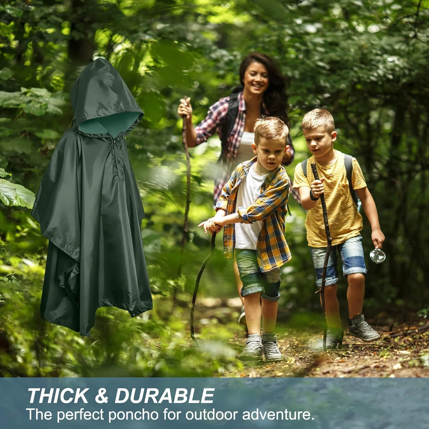 Heavy Duty Rain Poncho for Backpacking, Waterproof Lightweight for Adults, Military, Emergency, Camping, Men, Women