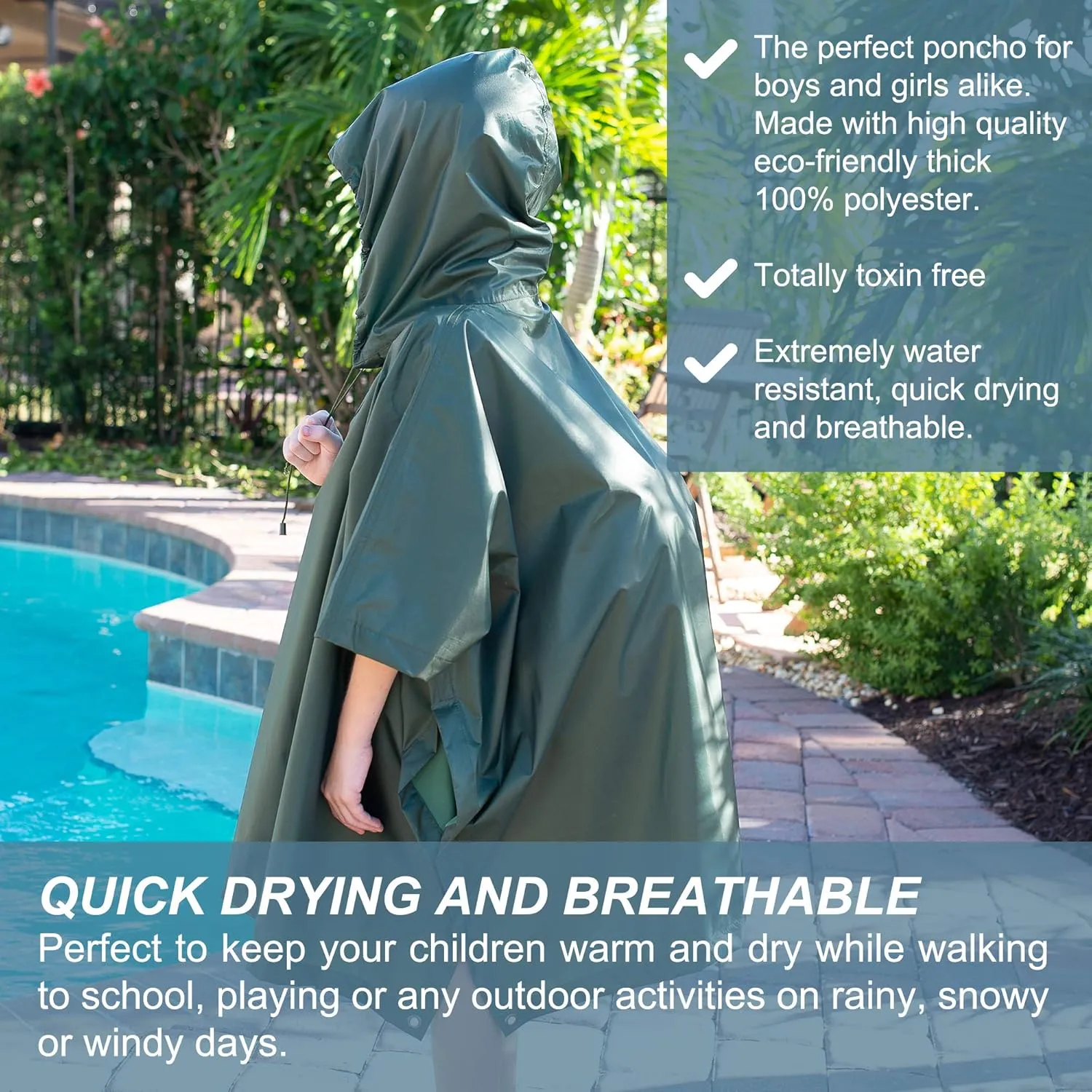 Heavy Duty Rain Poncho for Backpacking, Waterproof Lightweight for Adults, Military, Emergency, Camping, Men, Women