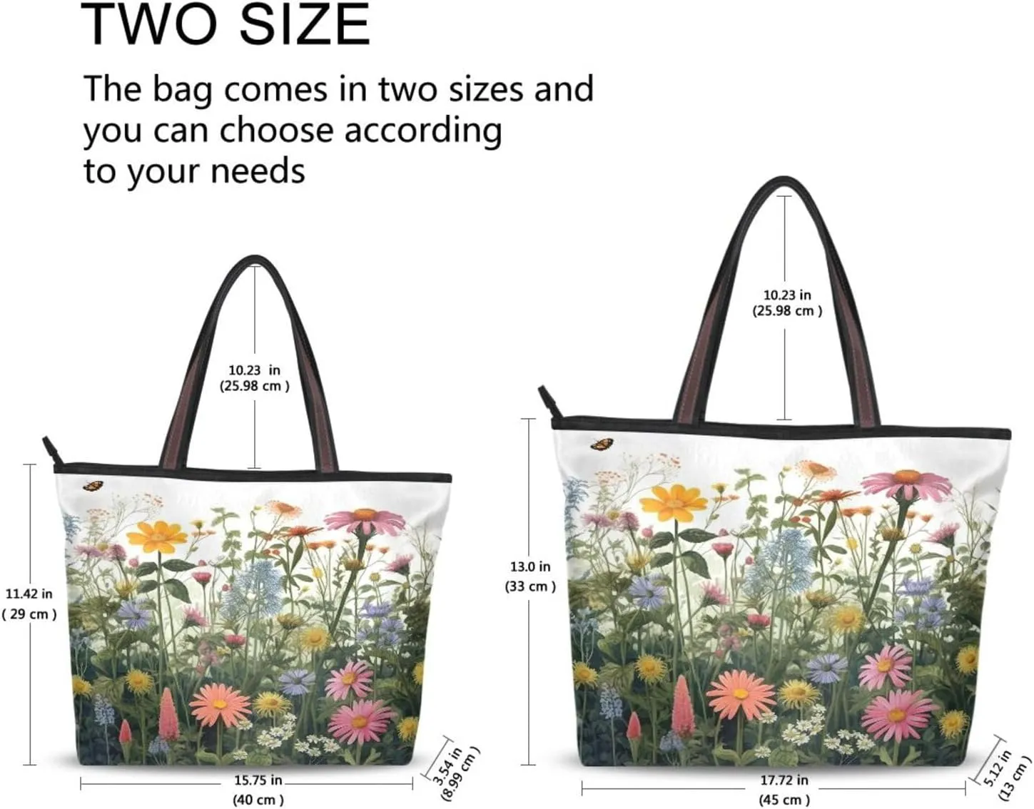 Herbs and Wildflowers Tote Bag for Women Casual Shoulder Bag Women Hobo Bag Top Handle Handbag for Shopping Travel Work