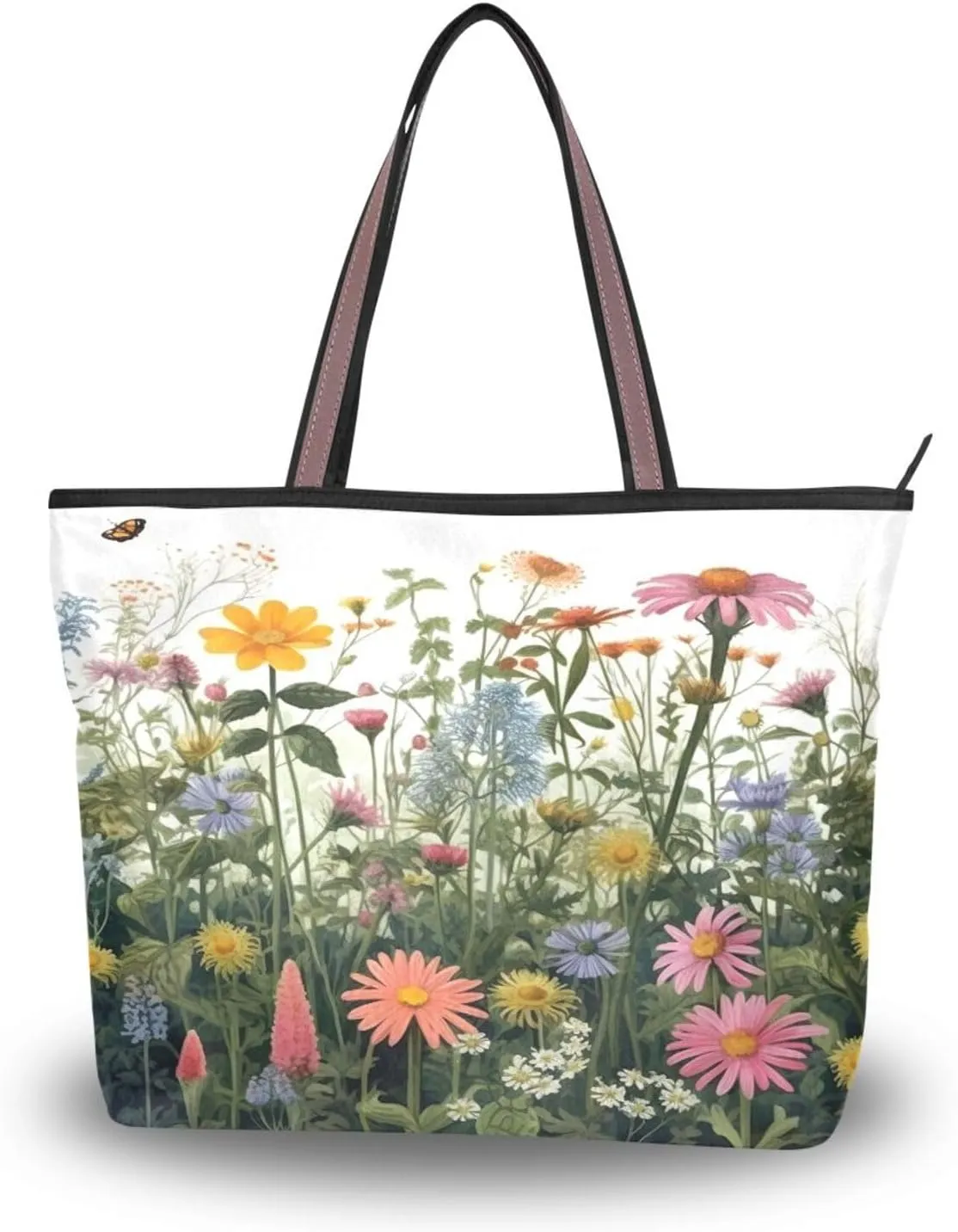 Herbs and Wildflowers Tote Bag for Women Casual Shoulder Bag Women Hobo Bag Top Handle Handbag for Shopping Travel Work