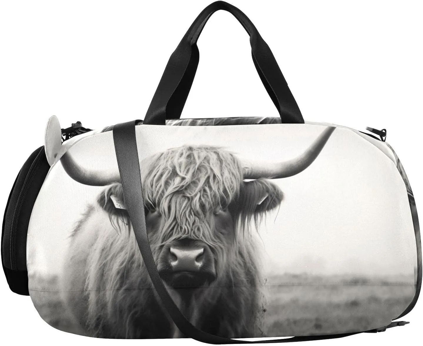 Highland Cow Kids Overnight Duffle Bag,Gymnastics Sports Dance Bag with Shoe Compartment & Wet Pocket, Travel Weekender Tote for Boys & Girls