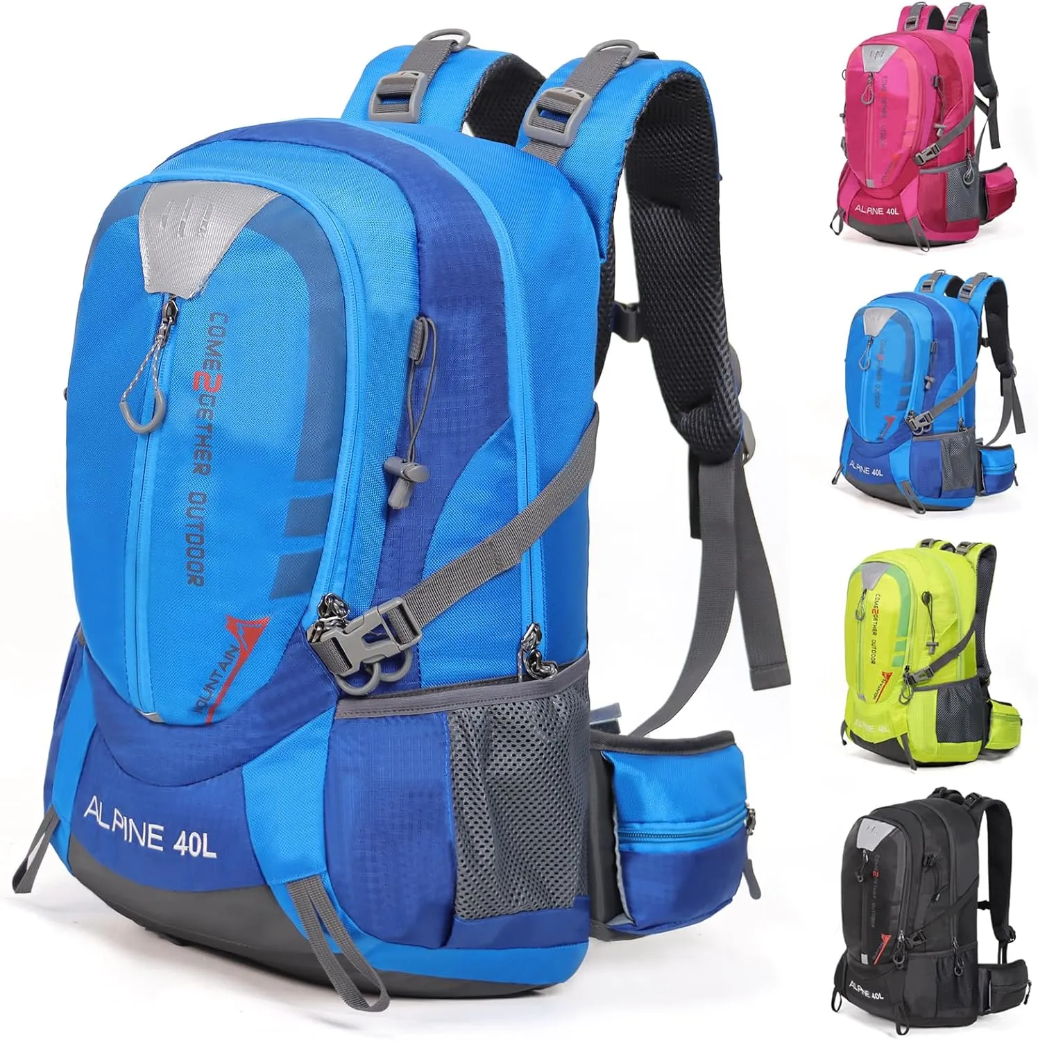 Hiking Backpack Camping 40L Outdoor Daypack Lightweight Travel Backpack with Rain Cover for Women Men (Blue)