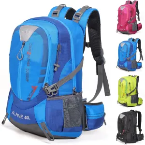 Hiking Backpack Camping 40L Outdoor Daypack Lightweight Travel Backpack with Rain Cover for Women Men (Blue)