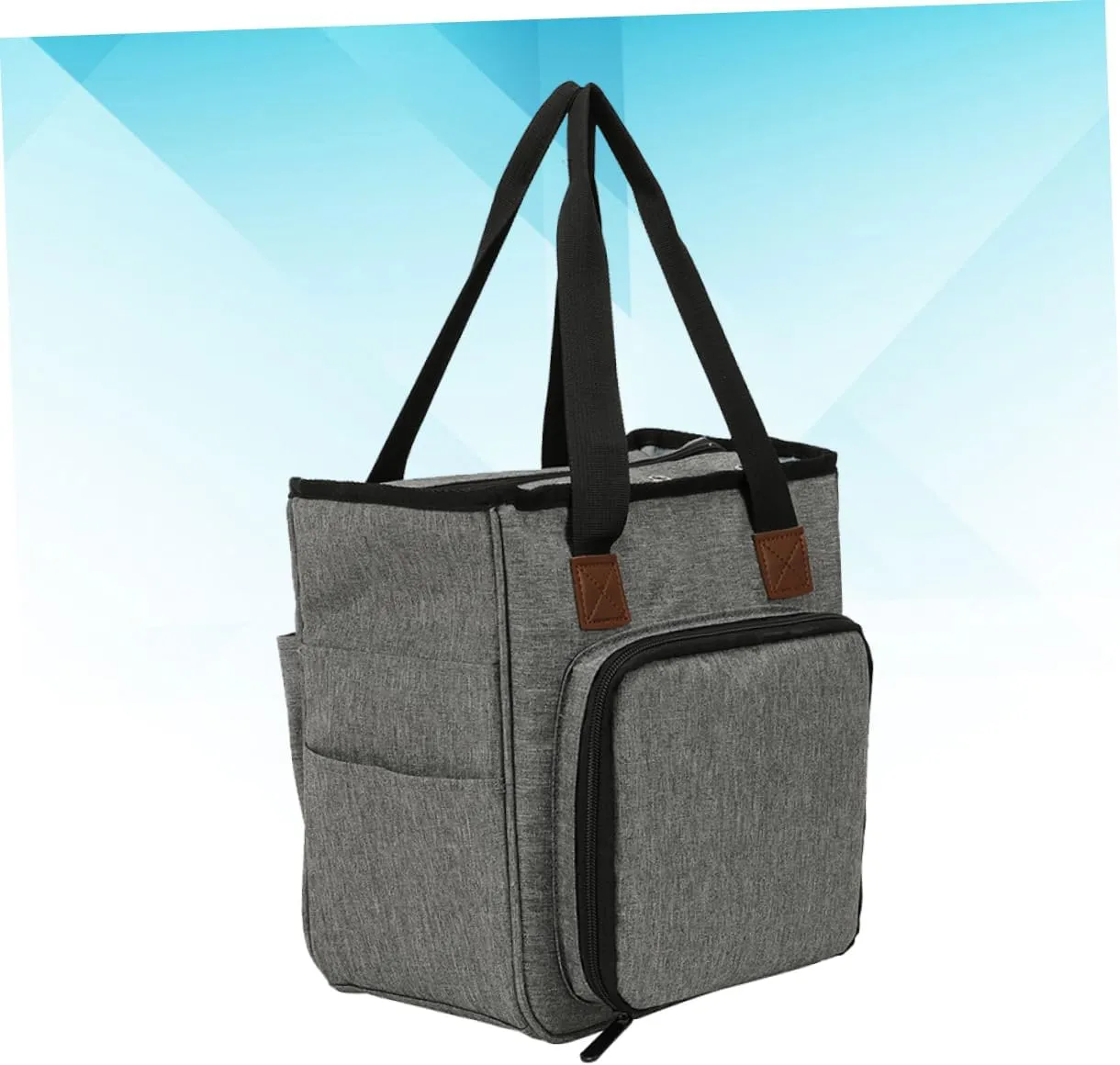 Hohopeti Elegant Yarn Tote Bag Shoulder Storage for Knitting Supplies Multi-Compartment Home Organizer Grey
