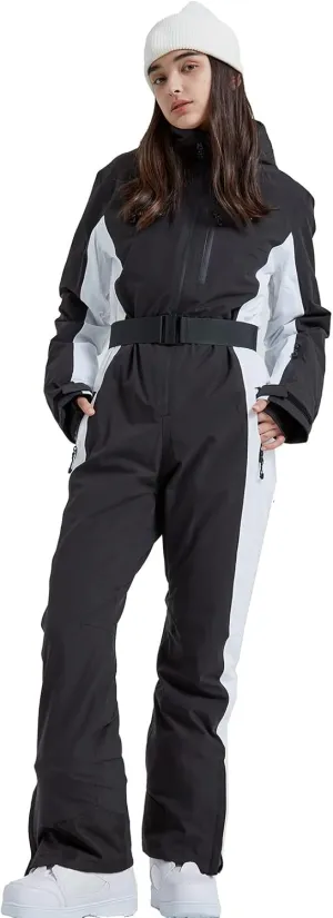 HOTIAN Women One Piece Ski Suits Slim Fit Overalls Jumpsuits Waterproof Winter Outdoor Snowboard Snow Suits