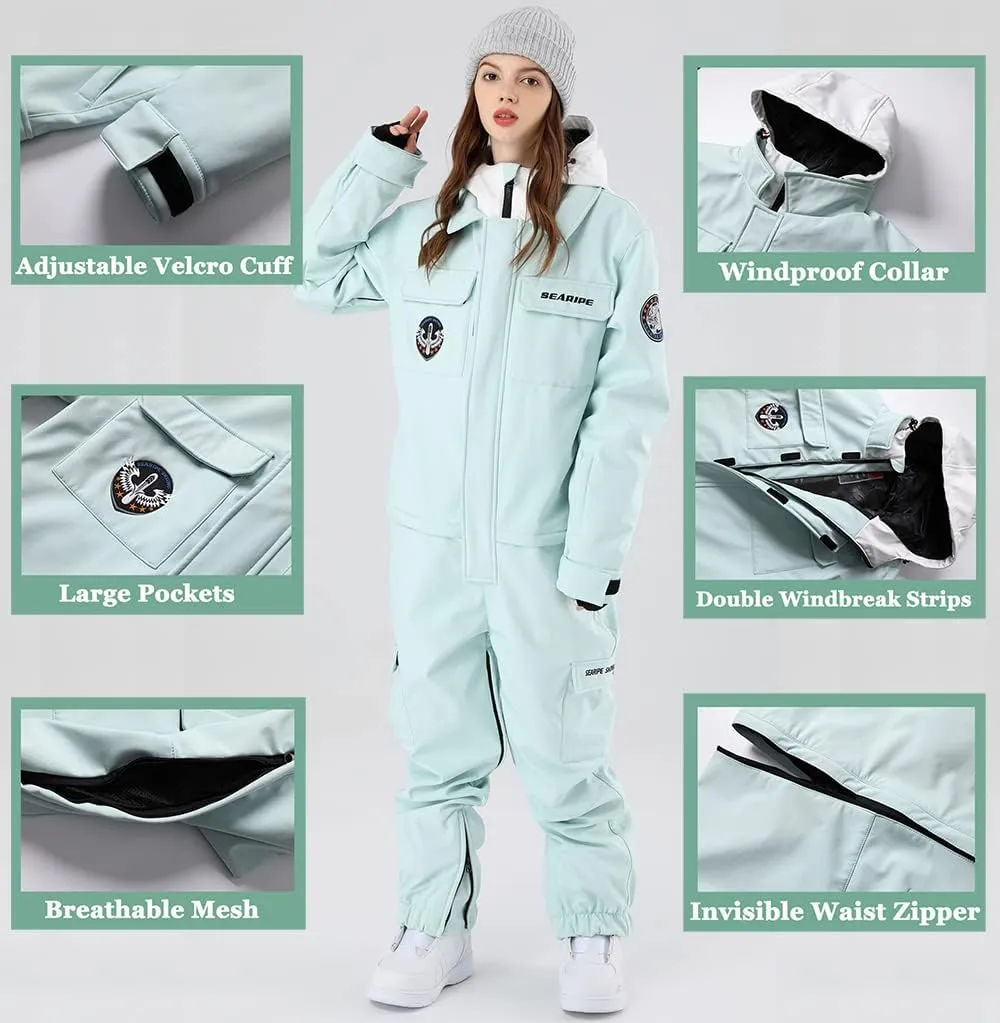HOTIAN Women Snowboarding Suits One Piece Jumpsuits Overalls Outdoor Snowsuits Waterproof Ski Jackets