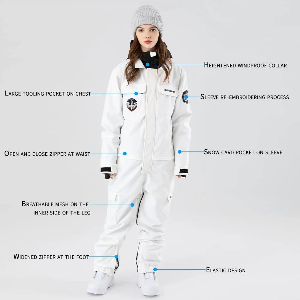 HOTIAN Women Snowboarding Suits One Piece Jumpsuits Overalls Outdoor Snowsuits Waterproof Ski Jackets