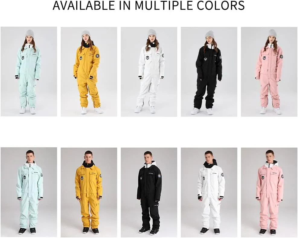 HOTIAN Women Snowboarding Suits One Piece Jumpsuits Overalls Outdoor Snowsuits Waterproof Ski Jackets