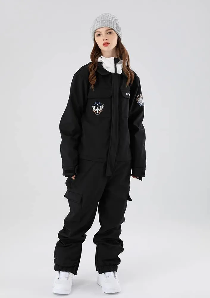 HOTIAN Women Snowboarding Suits One Piece Jumpsuits Overalls Outdoor Snowsuits Waterproof Ski Jackets