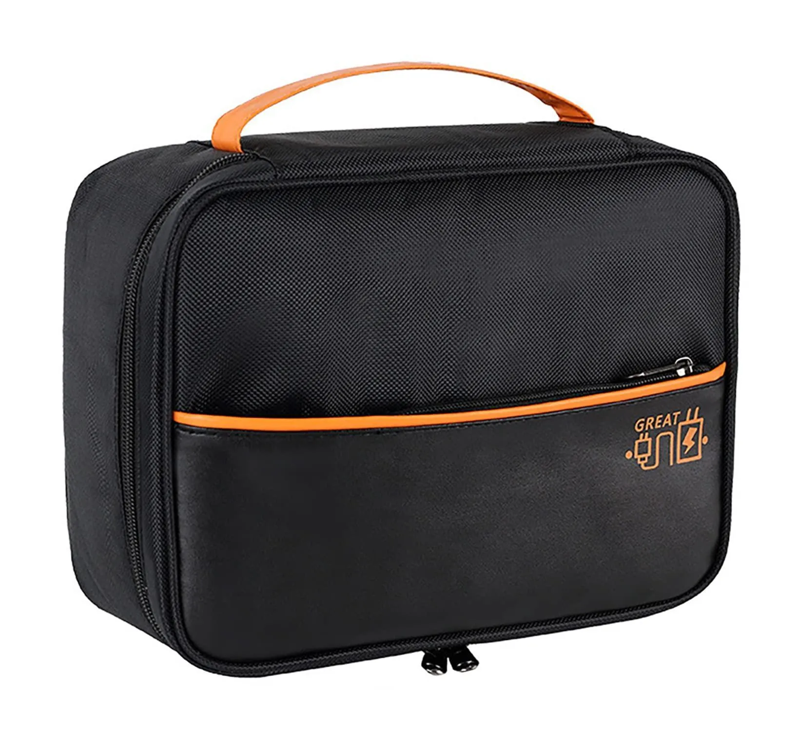 House of Quirk Electronics Travel Organizer, Single Layer Cable Organizer Bag Watreproof Electronics Accessories Storage Bag for Cord, Charger, Phone, Power Bank, Hard Drive (Black, Polyester)