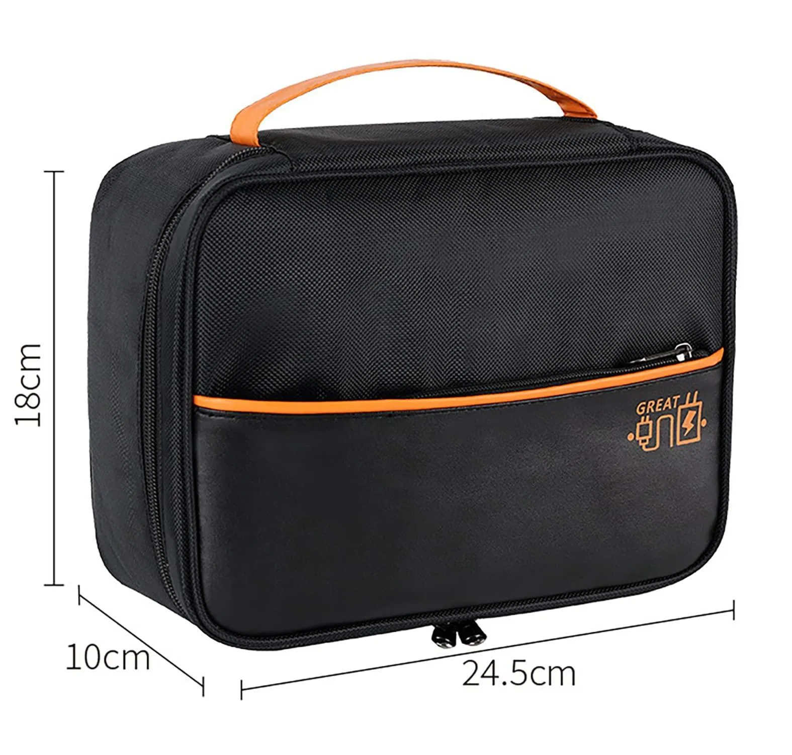 House of Quirk Electronics Travel Organizer, Single Layer Cable Organizer Bag Watreproof Electronics Accessories Storage Bag for Cord, Charger, Phone, Power Bank, Hard Drive (Black, Polyester)