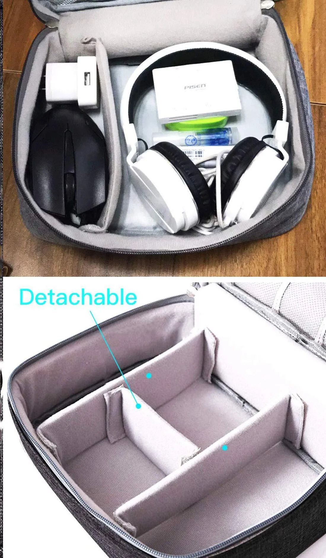 House of Quirk Polyester Electronics Accessories Organizer Bag, Universal Carry Travel Gadget Bag For Cables, Plug And More, Perfect Size Fits For Pad Phone Charger Hard Disk - Black