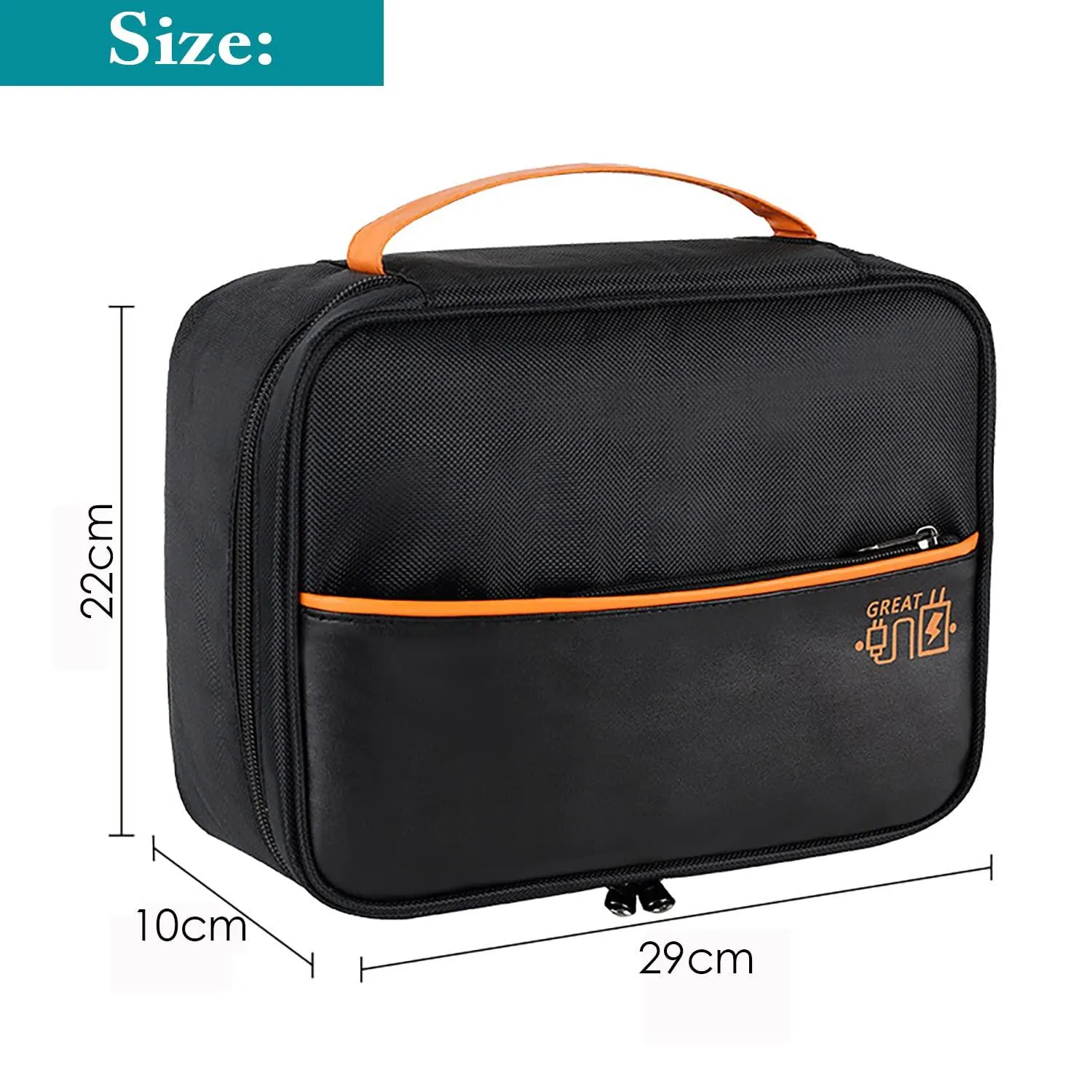 House of Quirk Polyester Electronics Travel Organizer, Double Layer Cable Organizer Bag Watreproof Electronics Accessories Storage Bag For Cord, Charger, Phone, Power Bank, Hard Drive (Black)