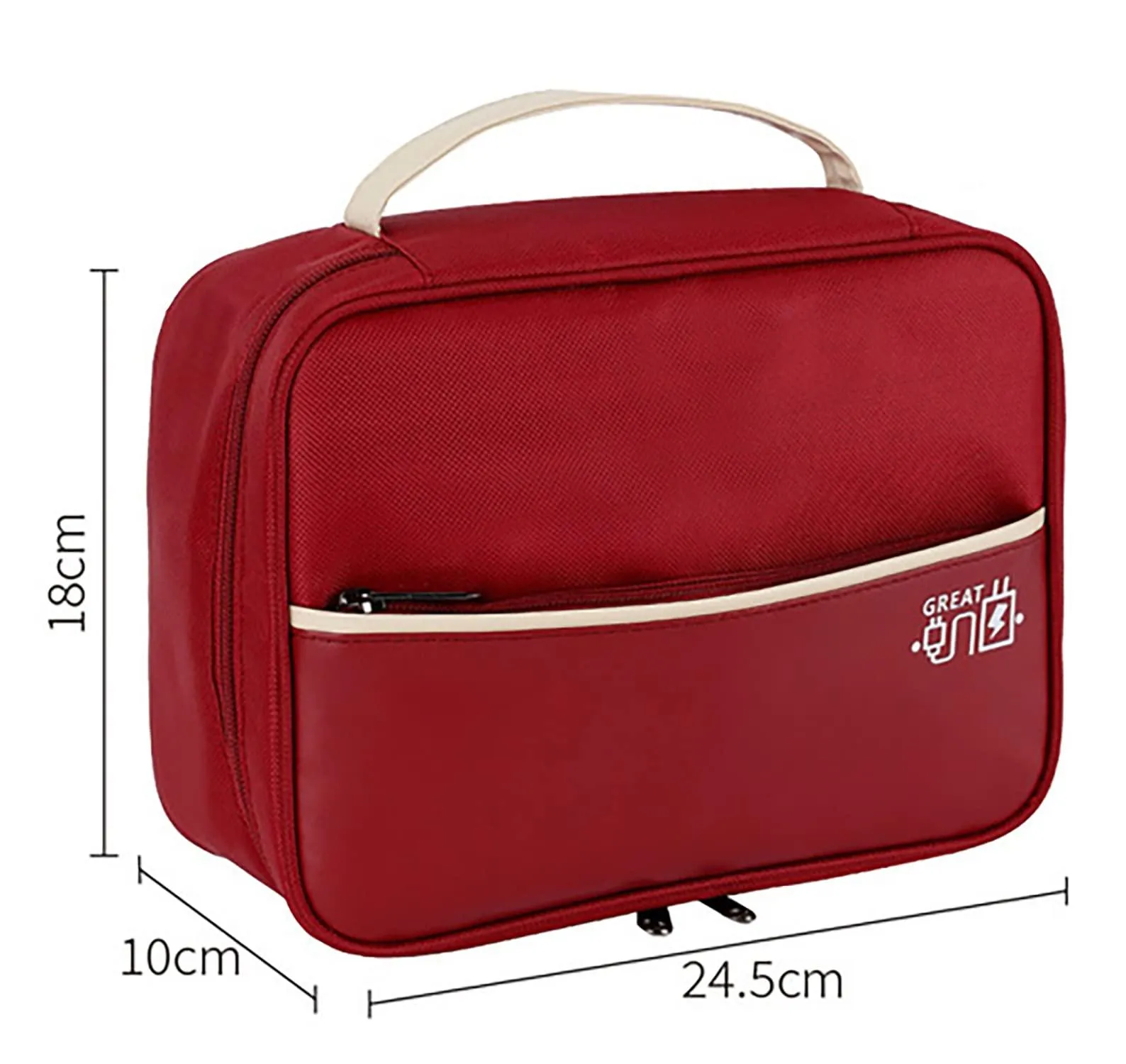 House of Quirk Polyester Electronics Travel Organizer, Single Layer Cable Organizer Bag Watreproof Electronics Accessories Storage Bag For Cord, Charger, Phone, Power Bank, Hard Drive (Maroon),Red