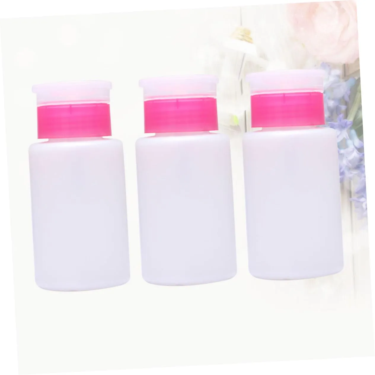 Housoutil 9pcs Lockable Nail Polish Remover Bottle Press Pumping Container for Makeup Remover Toner Convenient for Travel Home