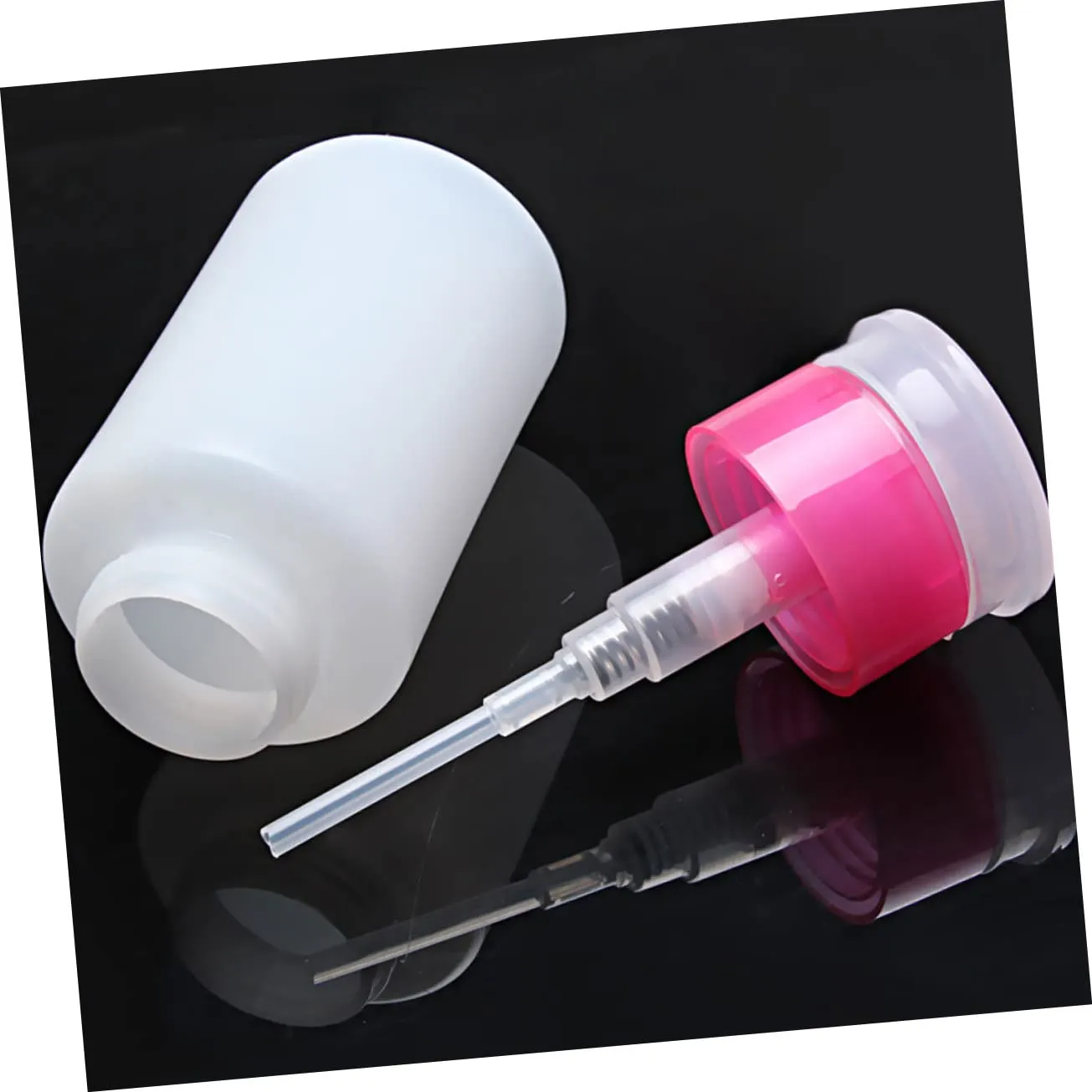 Housoutil 9pcs Lockable Nail Polish Remover Bottle Press Pumping Container for Makeup Remover Toner Convenient for Travel Home