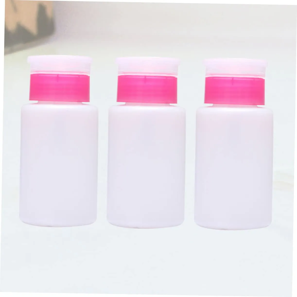 Housoutil 9pcs Lockable Nail Polish Remover Bottle Press Pumping Container for Makeup Remover Toner Convenient for Travel Home