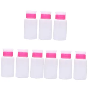 Housoutil 9pcs Lockable Nail Polish Remover Bottle Press Pumping Container for Makeup Remover Toner Convenient for Travel Home