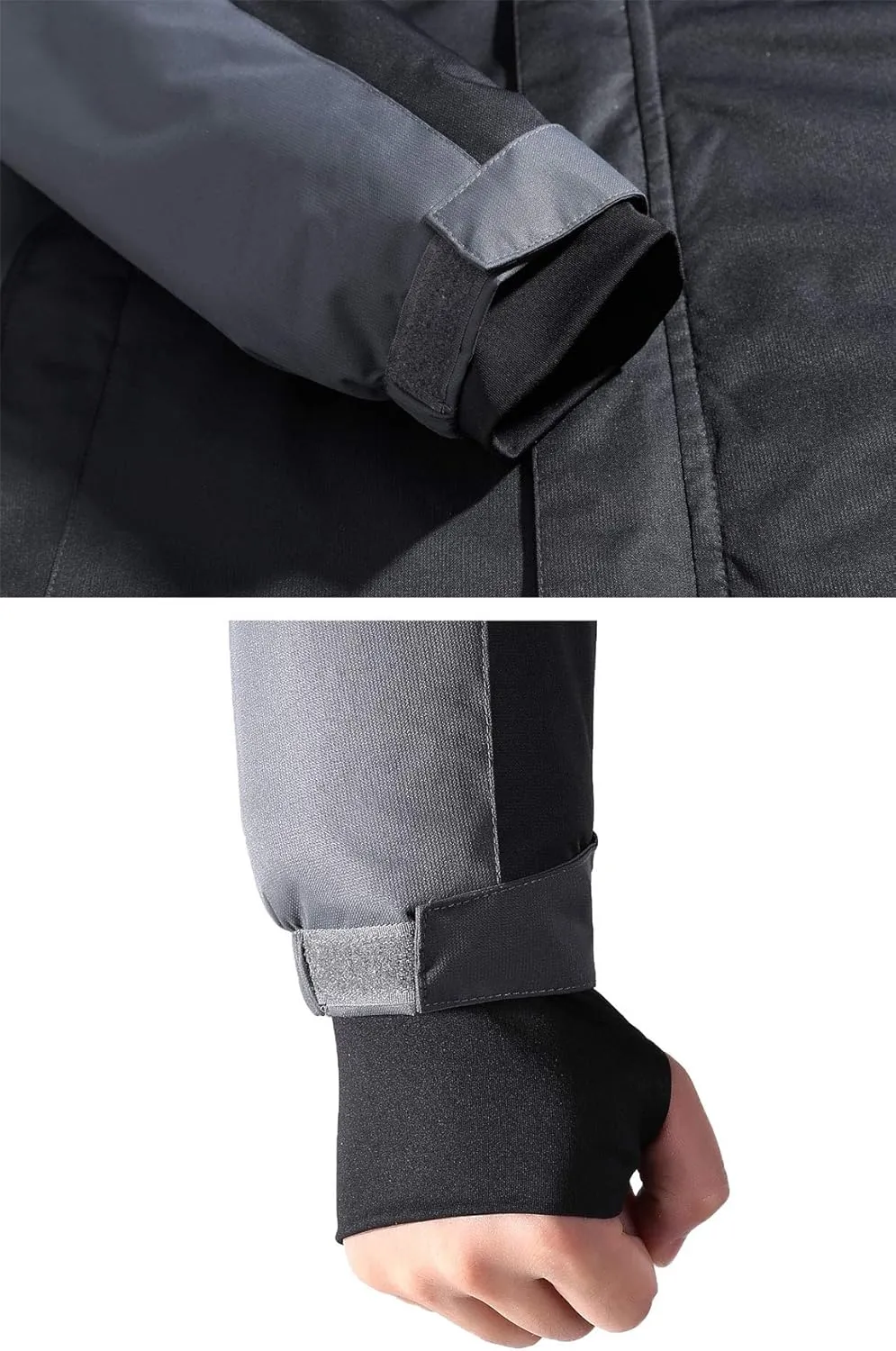 HOW'ON Men's Waterproof Ski Jacket Windproof Rain Jacket Winter Warm Hooded Coat