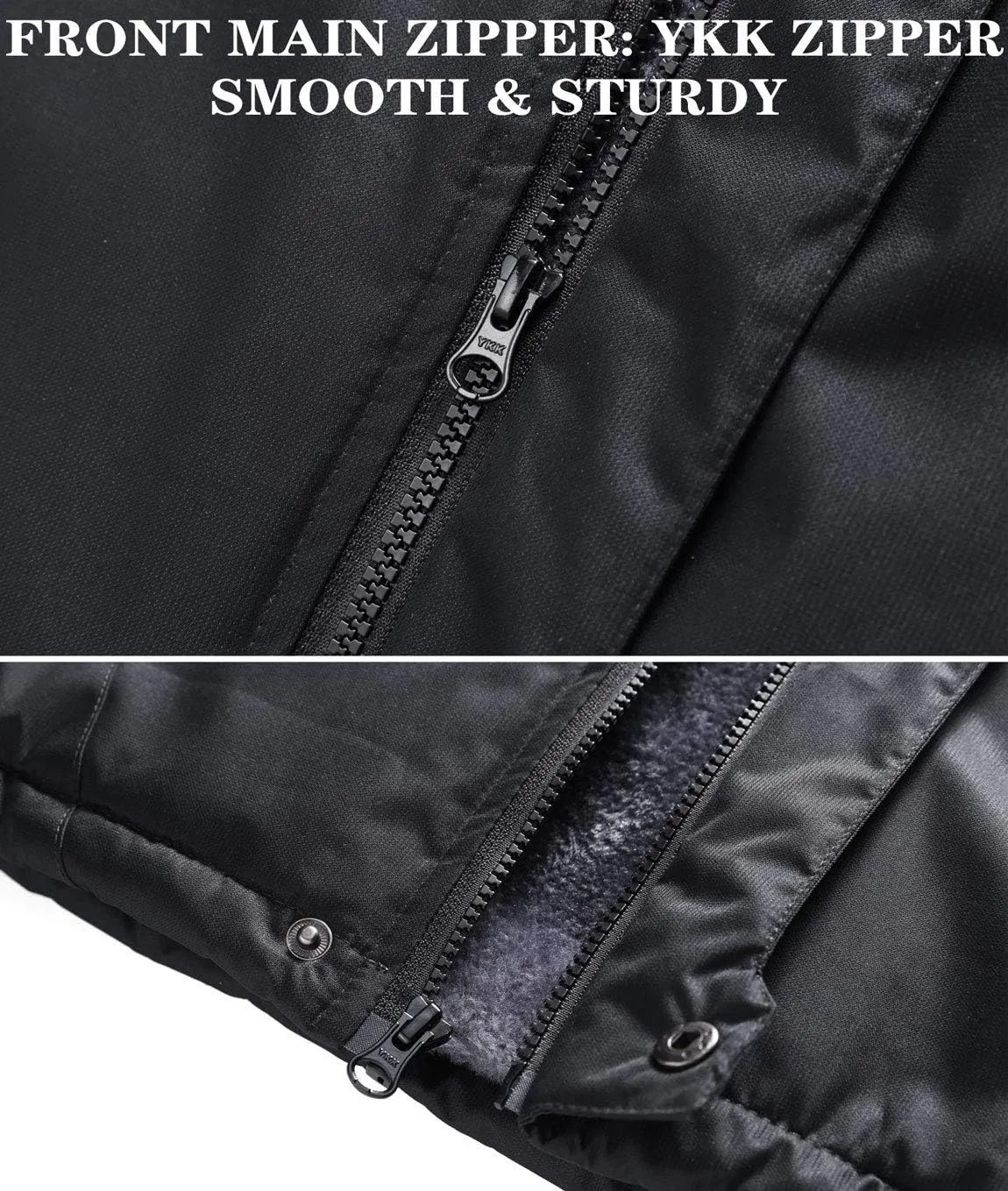 HOW'ON Men's Waterproof Ski Jacket Windproof Rain Jacket Winter Warm Hooded Coat