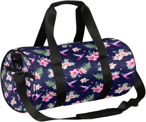 Hummingbirds Flower Beautiful Gym Bag Small Gym Duffel Bags for Men Women Overnight Weekender Bag Lightweight Sport Duffle Bag Carry On Gymbag
