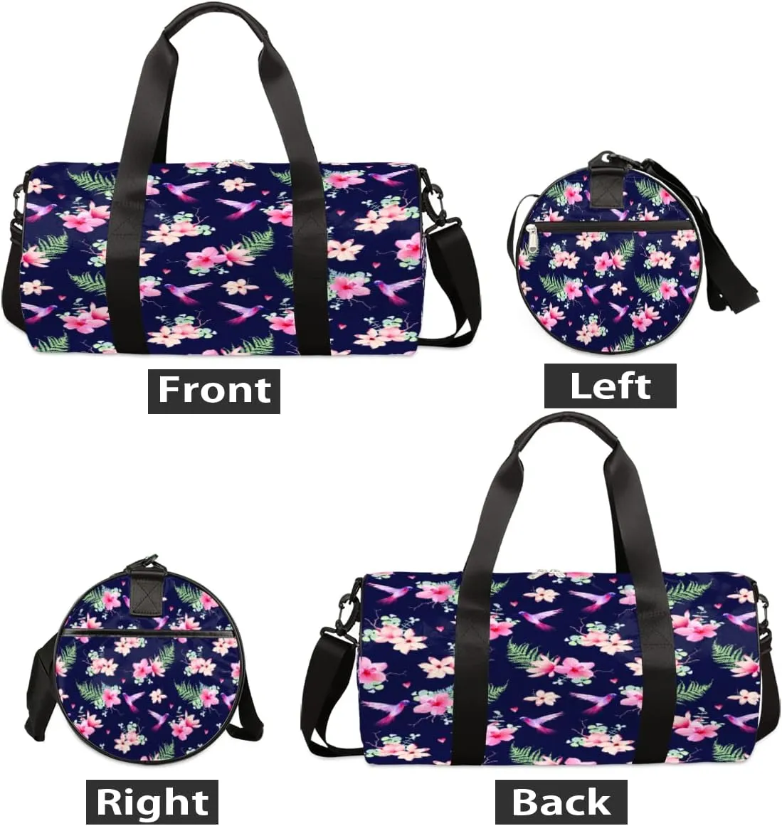 Hummingbirds Flower Beautiful Gym Bag Small Gym Duffel Bags for Men Women Overnight Weekender Bag Lightweight Sport Duffle Bag Carry On Gymbag