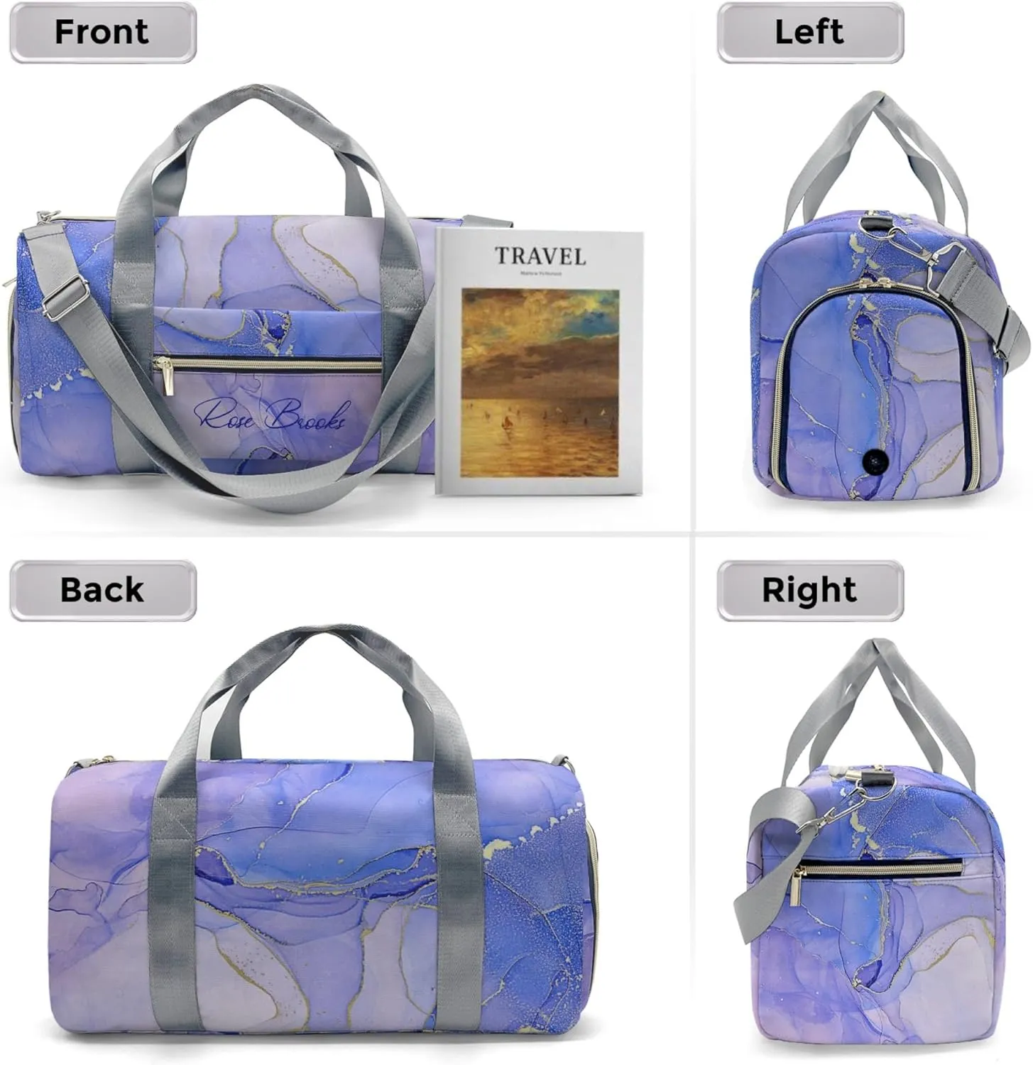 HUTARIO Personalized Duffle Bag for Women, Girl Sport Gym Dance Bag Travel for Weekender Overnight