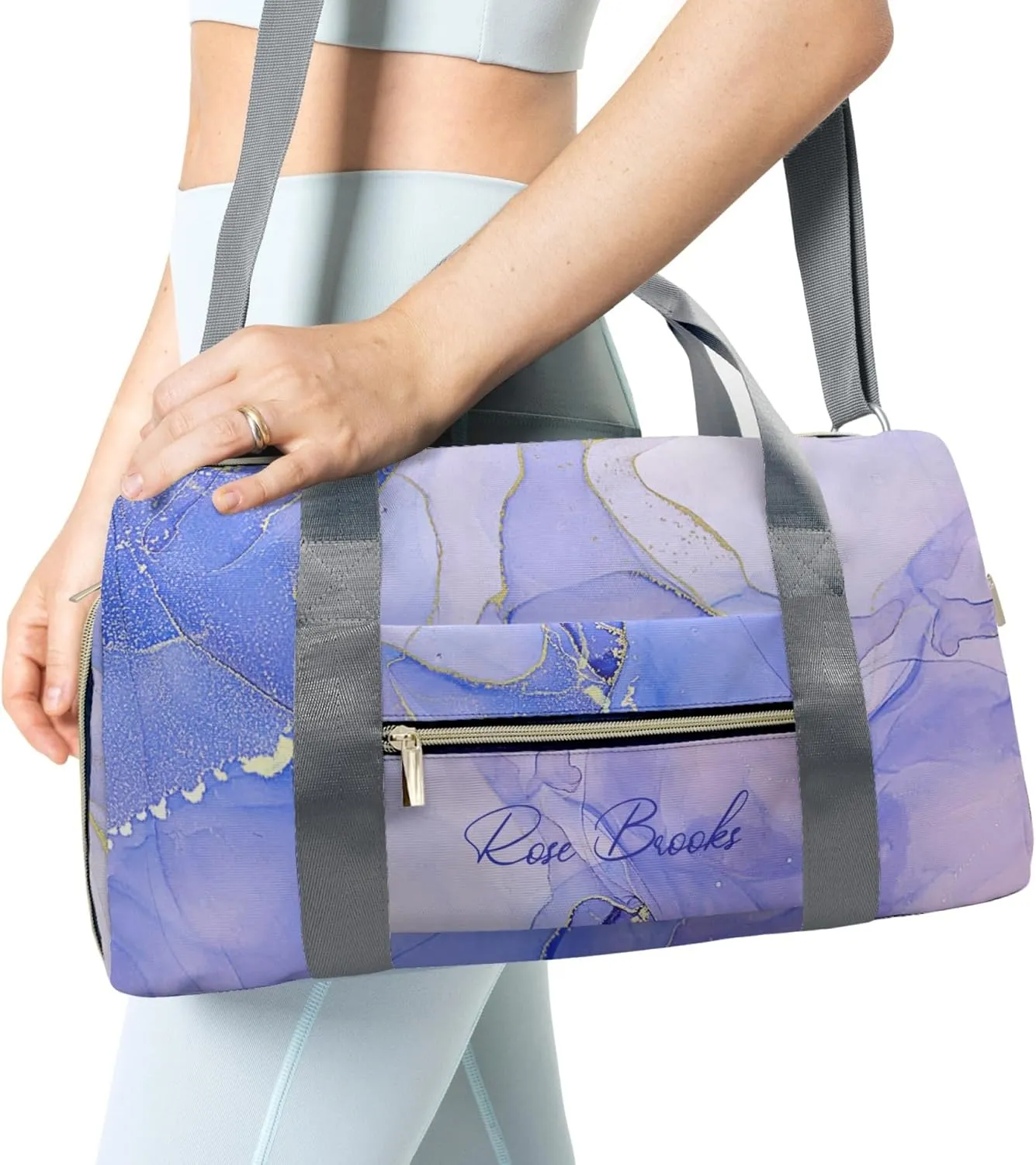 HUTARIO Personalized Duffle Bag for Women, Girl Sport Gym Dance Bag Travel for Weekender Overnight