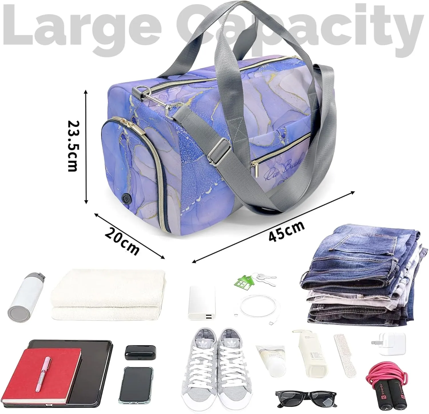 HUTARIO Personalized Duffle Bag for Women, Girl Sport Gym Dance Bag Travel for Weekender Overnight