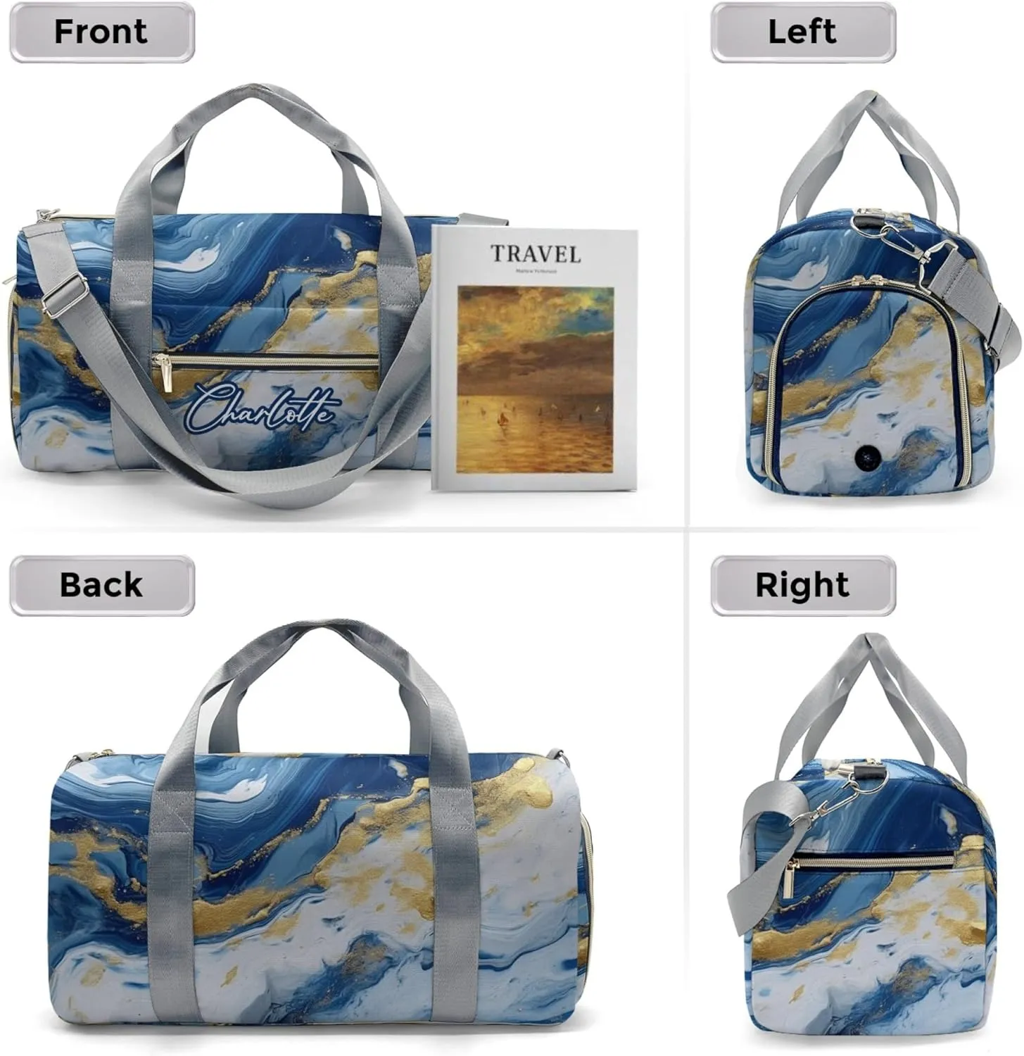 HUTARIO Personalized Duffle Bag for Women, Girl Sport Gym Dance Bag Travel for Weekender Overnight