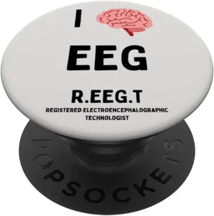 I love brain EEG R. EEG T. tech electroencephalogram waves PopSockets Swappable PopGrip